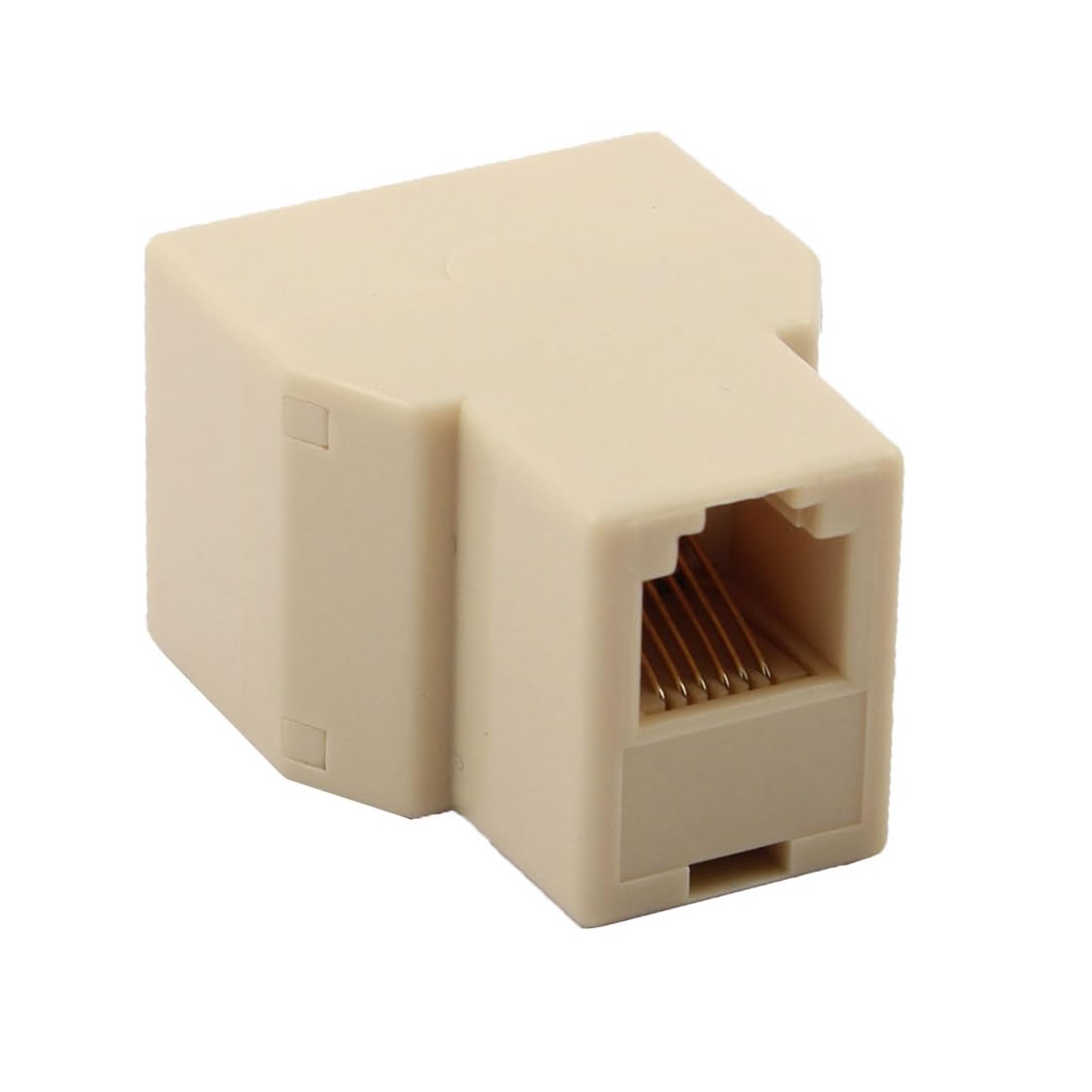uxcell® Home RJ12 6P6C 1 Female to 2 Female Port Telephone Wire Cable Connector Splitter Beige