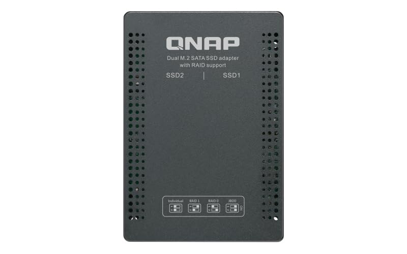 Qnap Systems 6.35 cm 2.5 Inch SATA to Dual M.2 2280 SATA Drive Adapter Hardware RAID 0/1 JBOD Individual Disk Modes, QDA-A2MAR