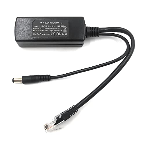 PoE Texas IEEE 802.3af 12v Splitter - Power Over Ethernet Single PoE Splitter 12v 12w Gigabit Data - Active Opto-Isolated Protection for 12 Volt DC