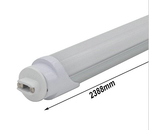 K&R T12 LED Light Tube, 8ft, 40W (110W Equivalent), 5500K (Cool White), Double Ended Power,R17d, Frosted Cover, DLC-Qualified Pack -12pcs