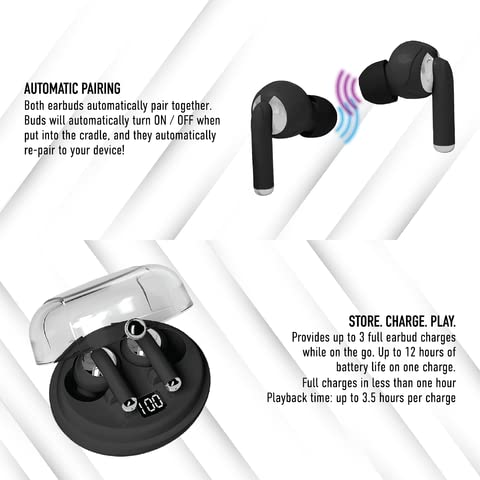 GabbaGoods TrueBuds Chrome Wireless Earbuds, Bluetooth 5.3, 20Hrs Playtime, LED Power Display Charging Case,Touch Control, Voice Assisstant…
