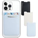 Fulgamo Phone Wallet Stick on,3Pack Phone Card Holder for Phone Case, Leather Credit Card Sticky Wallet Double Pocket Sticker Back of iPhone, Android