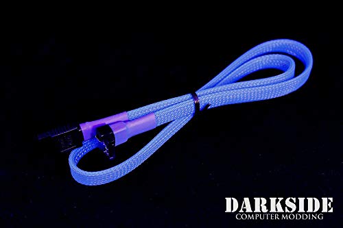Darkside 60cm (24") SATA 3.0 180° to 90° Data Cable with Latch - UV Blue (DS-0098)