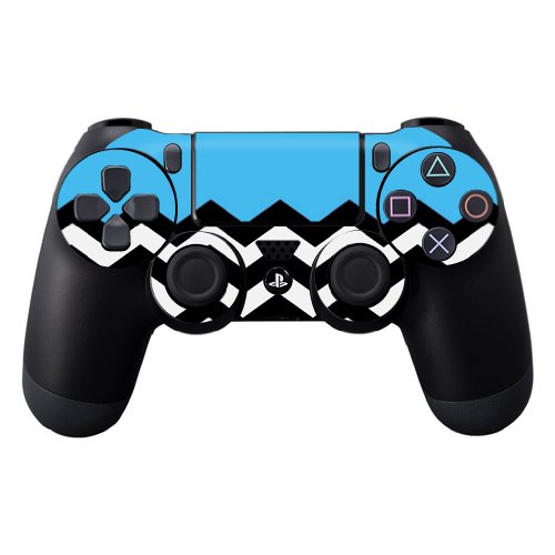 MightySkins Skin Compatible with Sony PS4 Controller - Baby Blue Chevron | Protective, Durable, and Unique Vinyl Decal wrap Cover | Easy to Apply