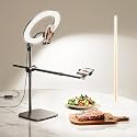 Overhead Phone Mount, Overhead Camera Mount Stand [Anti-Shaking] with 10.5" Ring Light, Desk Stand for iPhone with Ring Light for Video Recording