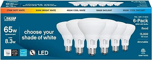 Feit Electric LED 5-Color Choice - BR30 65W Equivalent - 750 Lumen, 2700K Soft Whit, 3000K Bright White, 4000K Cool White, 5000K Daylight and 6500K