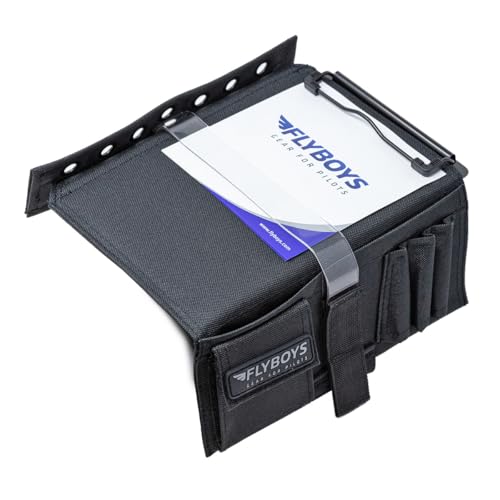 FlyBoys Classic Aviation Kneeboard, Pilot Leg Strap, Flex Clipboard, Black