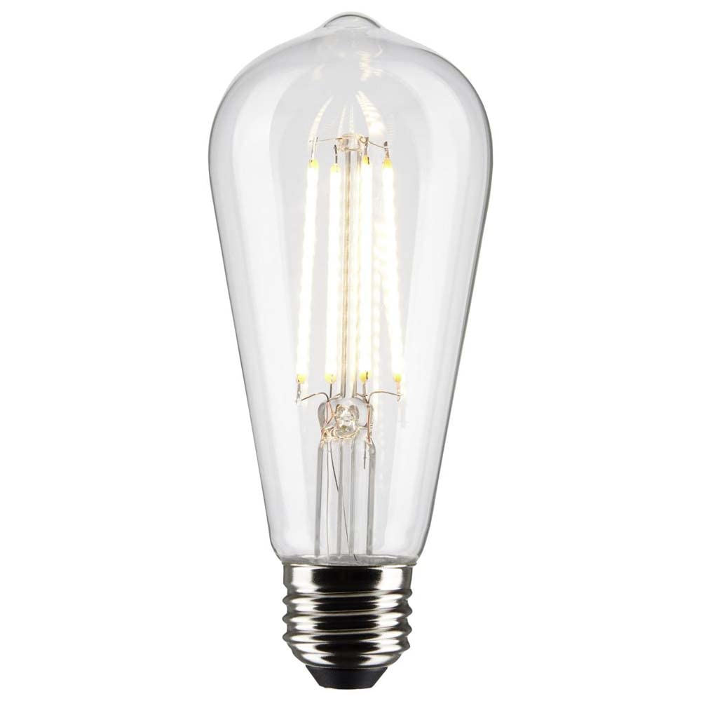 Satco 8W ST19 LED Clear Light Bulb, Cool White, E26 Base, 6 Pack