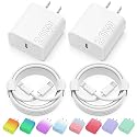 iPhone Charger Fast Charging, 2 Pack 20W USB C Wall Charger Block with 2 Pack MFi Certified 6FT Type C to Lightning Cables for iPhone 14 13 12 11 Pro