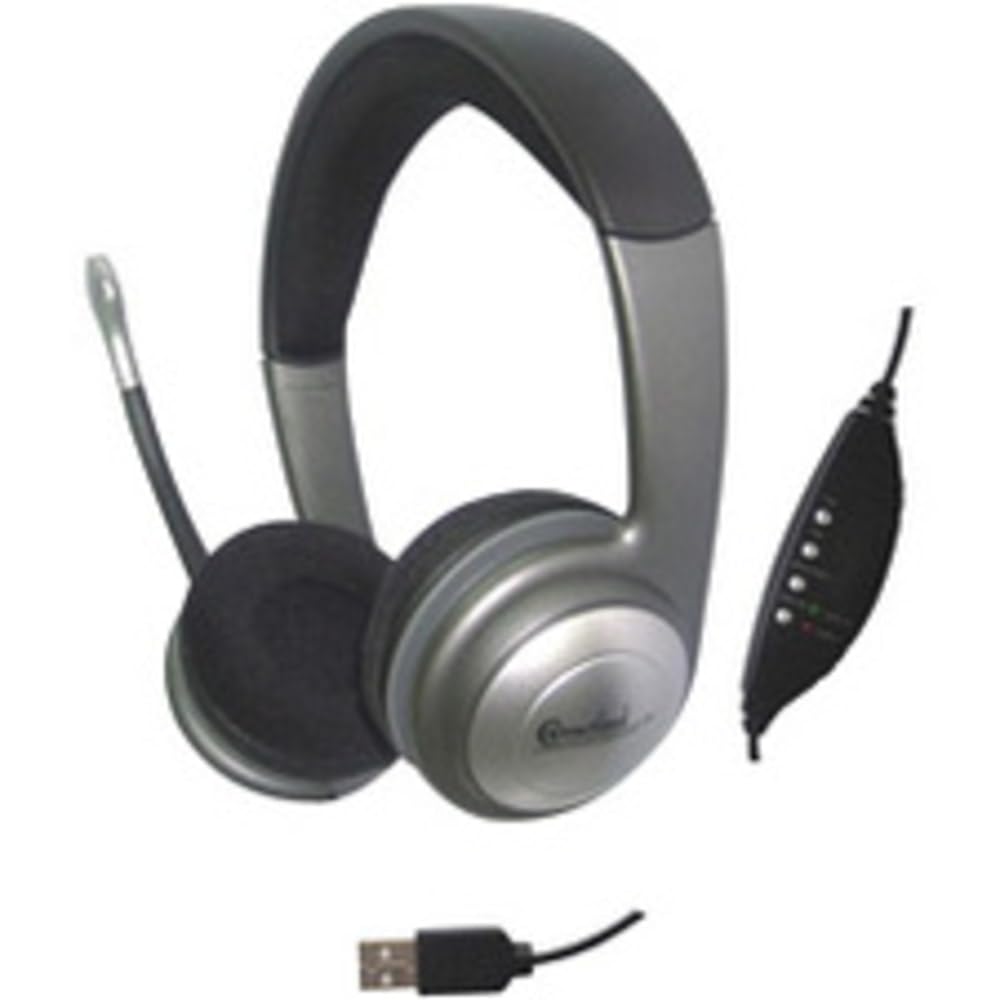 USB Wired Headset with Microphone for PC, Stereo Headphones with Boom Mic, In-Line Controls for Volume & Mic Mute, Compatible with Windows and Mac