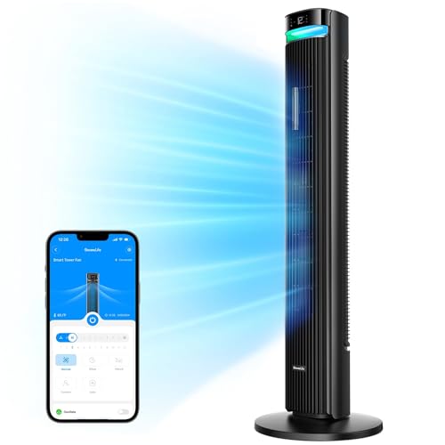 GoveeLife 42 in. Tower Fan, 150 Deg Oscillation, 5 Modes 12 Speeds, Black