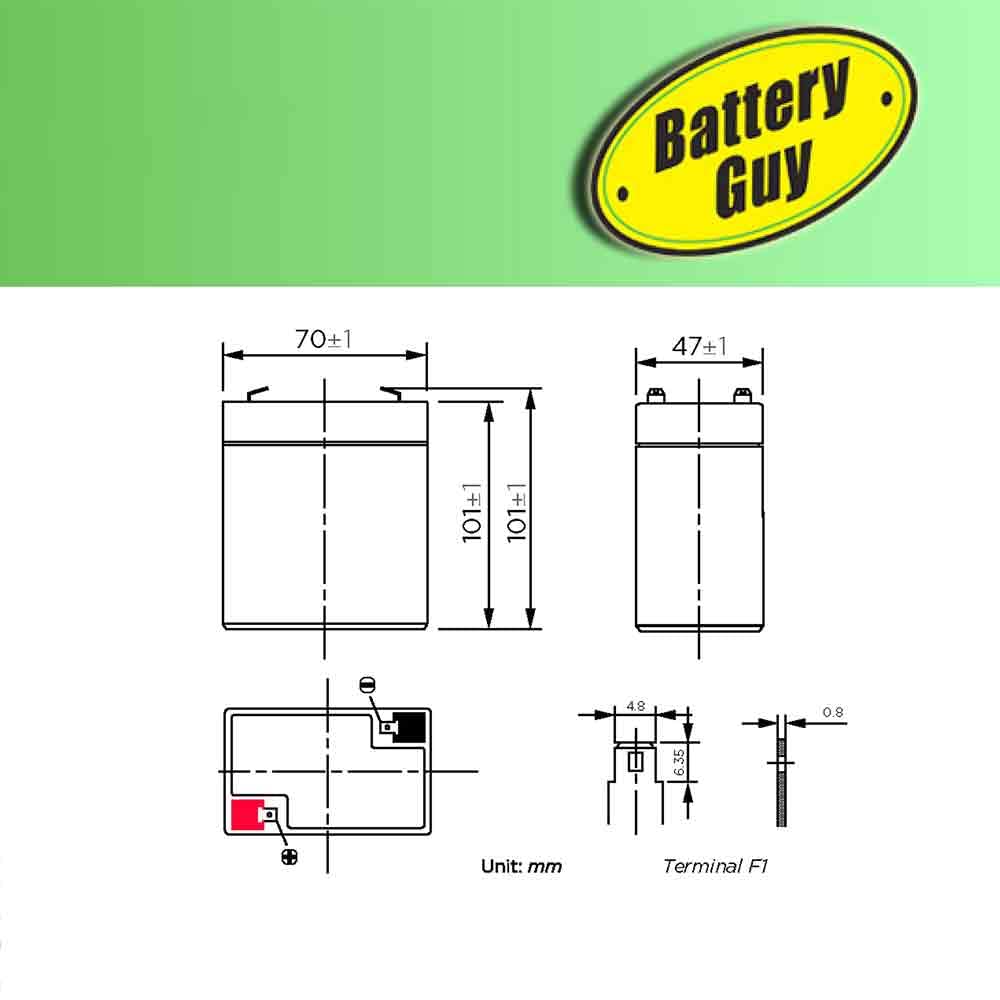 BatteryGuy DBL6V4A1 Replacement 6V 4.5Ah SLA Battery Brand Equivalent (Rechargeable) - Qty of 1