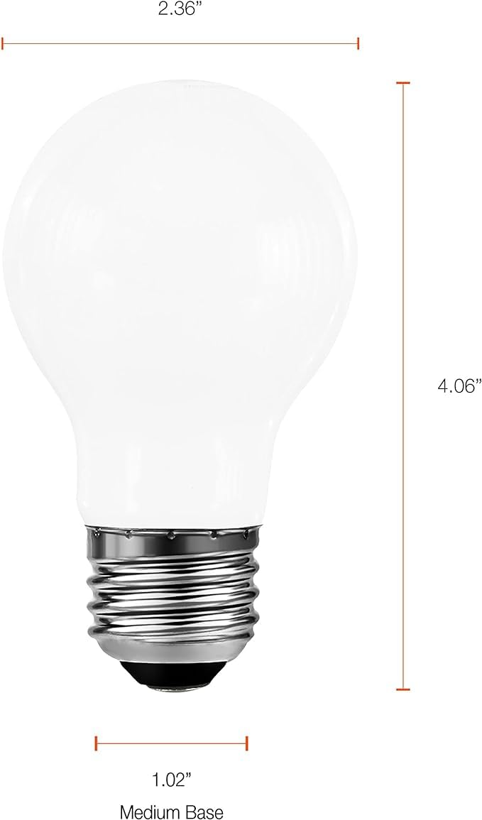 SYLVANIA Reduced Eye Strain A19 LED Light Bulb, 60W = 8W, 13 Year, Dimmable, Frosted, 2700K, Soft White - 8 Pack