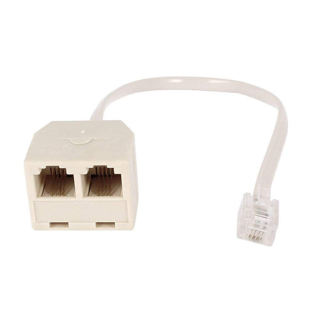 LinaLife 2pc RJ11 6P4C Male to Female 2 Way Outlet Telephone Jack Line Adapter Striking rj11 Male to Female Two Way Telephone Splitter Converter Cable