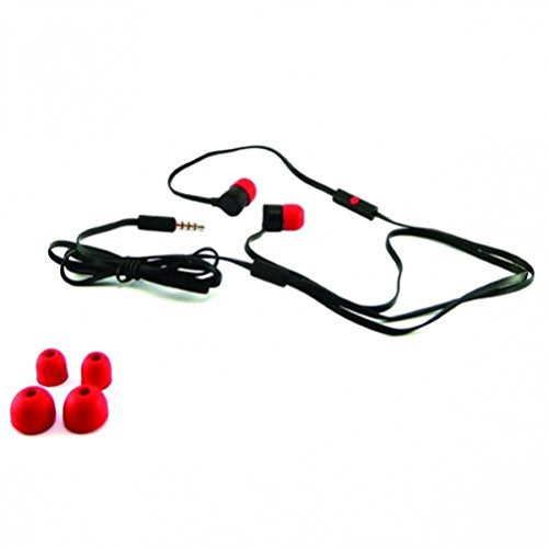 Stereo 3.5mm Flat Wired Headset Dual Earbuds Black for HTC Desire 510 610 612 626 626S Eye - LG Optimus F6, F7, F60, F3Q, Tribute 2, G Flex 2…