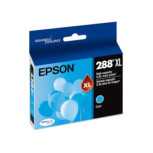 EPSON 288 DURABrite Ultra Ink High Capacity Cyan Cartridge (T288XL220-S) Works with Expression XP-330, 430, 434, 340, 440, 446