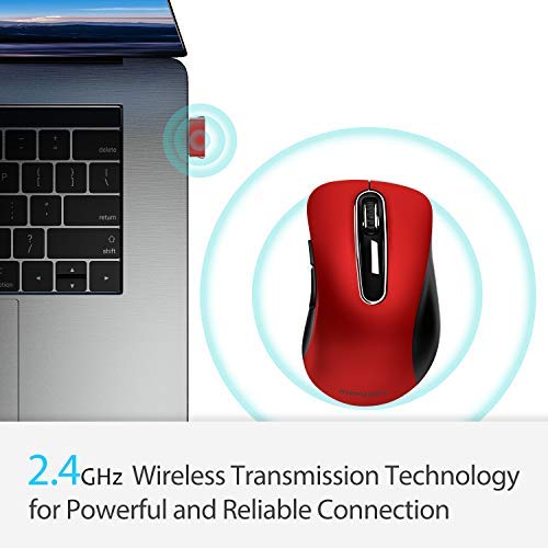 memzuoix 2.4G Wireless Mouse, 1400 DPI Mobile Optical Cordless Mouse with USB Receiver, Portable Computer Mice for Laptop, PC, Desktop, MacBook, 5