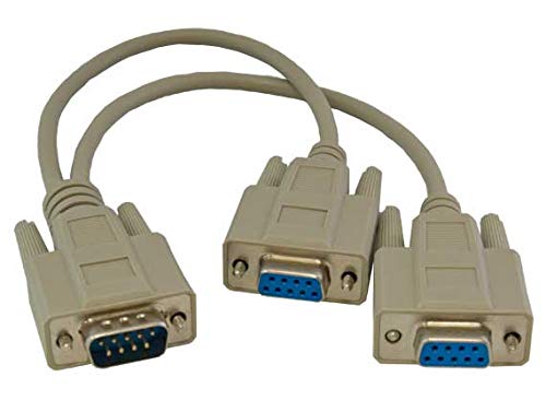 Cable Leader 1ft DB9 Male to Two DB9 Female RS-232 Serial Y Cable