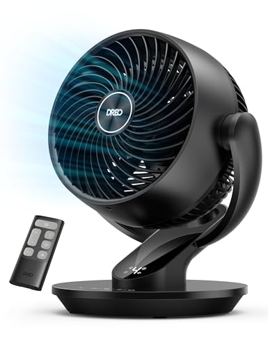 DREO Fan for Bedroom, 13-Inch Oscillating Table Air Circulator Fan for Whole Room, 120° Tilt Adjustment, 25dB Ultra-Quiet, 75ft Powerful Airflow, 4