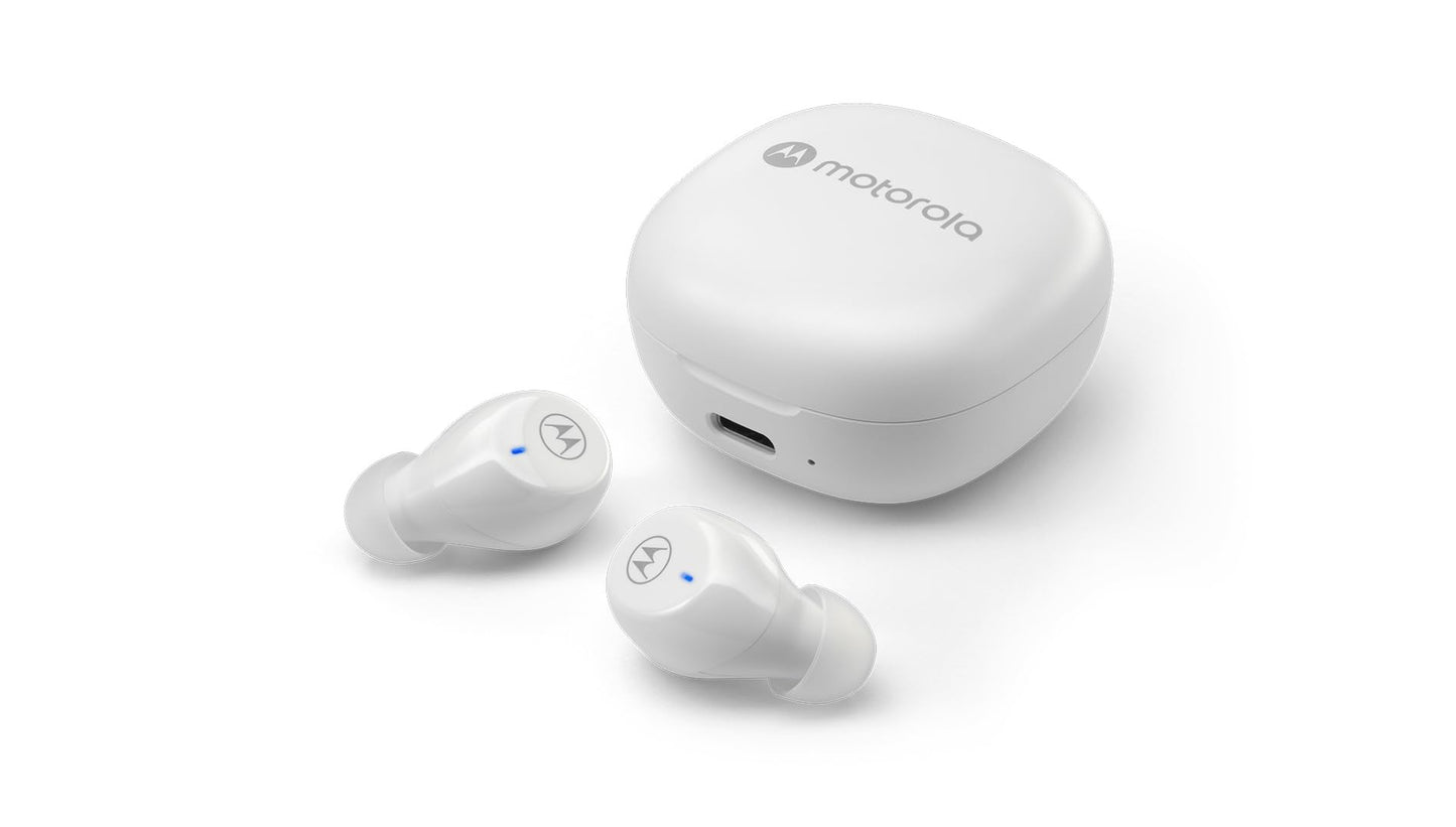 Motorola Moto Buds 105 True Wireless Bluetooth Earbuds with ENC, 21H Playtime, Touch Controls, IPX5 Water Resistance, Compact Charging Case