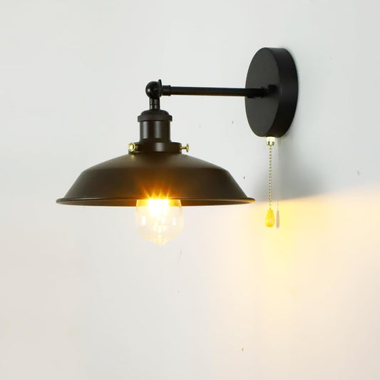 Bagkcopp Industrial Black Wall Sconces Light with Pull Chain Switch,Wall Mount Light Lamp for Kitchen Bathroom Bedroom Vanity Hallway Dining Room