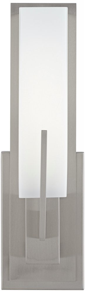 Possini Euro Design Midtown Modern Wall Light Sconce Satin Nickel Hardwired 4 1/2" Wide Fixture White Glass Rectangular Shade for Bedroom Bathroom