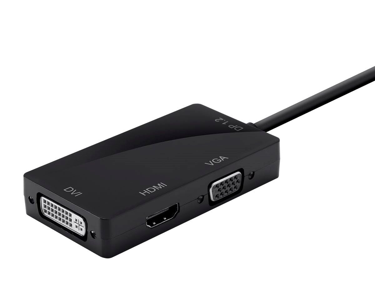 Monoprice DisplayPort 1.2A to 4K HDMI, Dual Link DVI, and VGA Passive Adapter, Black (112802)