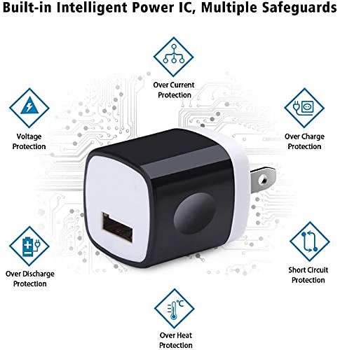 USB Charger Block 10 Pack, UorMe 1A 5V Single Port Power Adapter Charging Phone Cube Box Brick Plug Pack Compatible with iPhone 14 13 12 SE 11 X 8