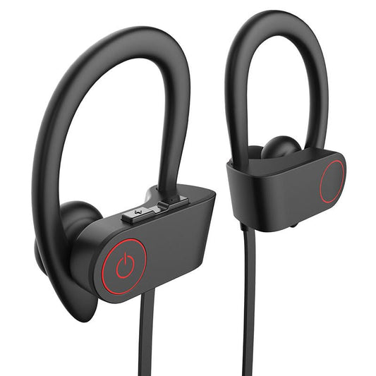 Dohaeris IPX7 Waterproof Wireless Headset Sports Bass Wireless Bluetooth 5.0 Earphones Hanging Ear with Microphone (Red)