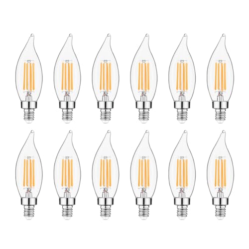 Sigalux E12 LED Bulb 60 Watt Equivalent, Dimmable Candelabra Bulb 2700K Soft White, Chandelier Light Bulbs, CA10 Candle Bulbs for Chandelier, 5W