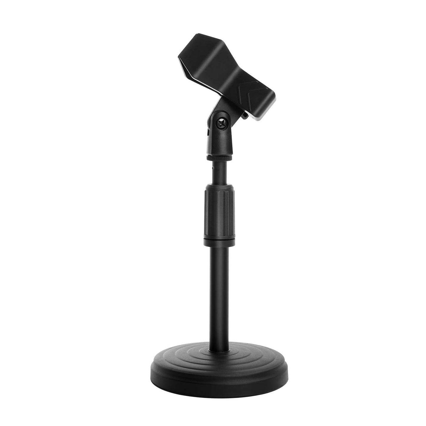 Desk Mic Stand - Upgraded Adjustable Table Microphone Stand with Mic Clip Compatible with Max 1.7 inch Diameter Microphone - Height 9.6 to 13.9 inch