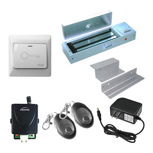 Visionis VIS-7467 One Door Access Control Inswinging Door 1200lbs Electromagnetic Lock Kit with Wireless Receiver and Remote Magnetic Lock System
