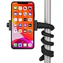 iTODOS Portable Flexible Cell Phone Holder Stand for Treadmill, Spin Bike, Stroller, Shopping Cart, Bed, Car, Kitchen, Desk, Compatible with iPhone