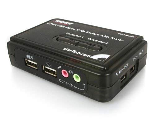 StarTech.com SV211KUSB 2 Port Black USB KVM Switch Kit with Audio and Cables