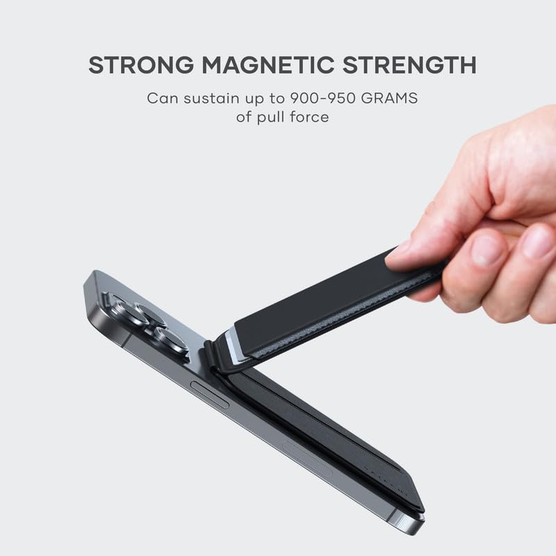 Satechi Magnetic Magsafe Wallet, Double Flap Stand Card Holder, 4 Slots with Front NFC Pass-Through, Adjustable Phone Attachment for iPhone