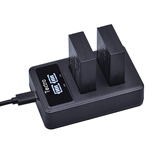 Tectra 2-Pack LP-E12 LPE12 Battery and LED Dual Charger for Canon EOS M50, M50 Mark II, EOS M, M2, M10, M100, M200, PowerShot SX70 HS, Rebel SL1