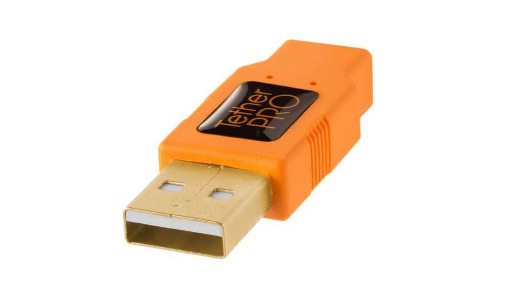 Tether Tools TetherPro USB 2.0 to Mini-B 5-Pin Cable | for Fast Transfer and Connection Between Camera and Computer | High Visibility Orange | 15 Feet