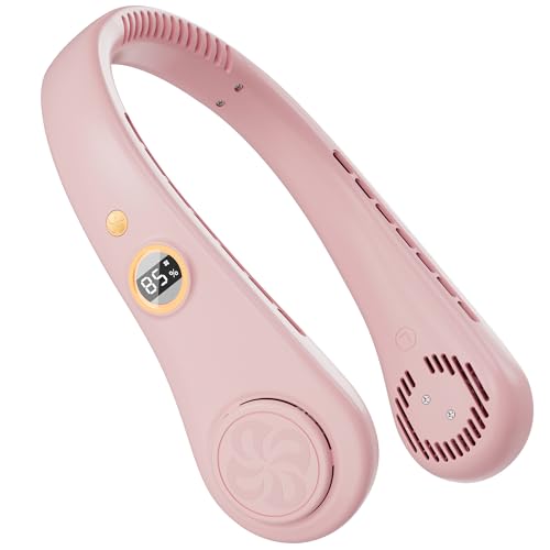 Portable Neck Fan Rechargeable, Personal Fan, Travel Fan, Bladeless, Pink
