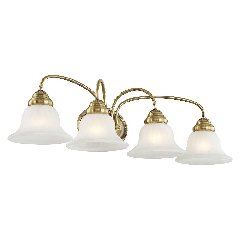 Livex Lighting 1534-91 Edgemont 4 Light Vanity Brushed Nickel with White Alabaster Glass, 30.5 x 8.75 x 8