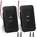 2 Pack RV USB Outlet 12V-24V Wall Mount, Dual USB Charger, USB-A & USB-C Output 5V 1.5A, Automotive USB Outlet Socket Adapter for RV Marine Boat Bus