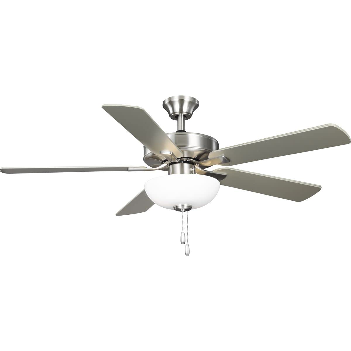 Progress Lighting AirPro 52 in. Brushed Nickel 5-Blade AC Motor Transitional Ceiling Fan with Light