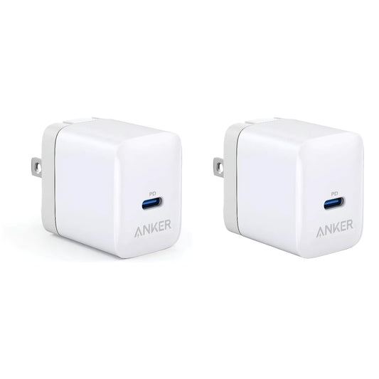 Anker PowerPort III 20W USB-C Wall Charger 2-Pack, Compact Fast Charger, Foldable Plug, Quick Charging for iPhone 16 Series, Galaxy, Pixel, iPad