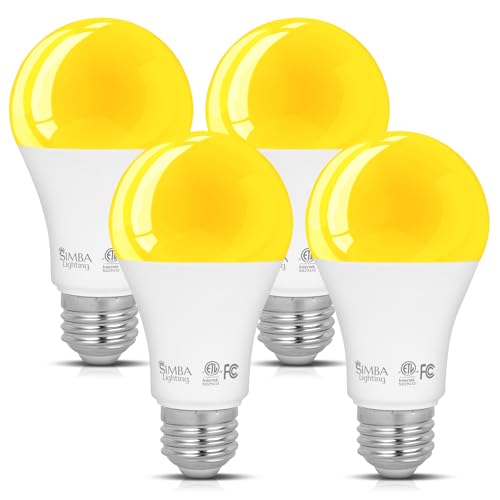 Simba Lighting LED Bug Non-Attracting A19 Yellow Bulb ETL Listed 9W, 4 Pack