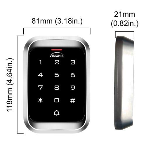 Visionis FPC-5661 VIS-3000 Access Control Indoor + Outdoor Rated IP68 Keypad + Reader Standalone, Wiegand 26, No Software, EM Cards, 1000 Users Kit +