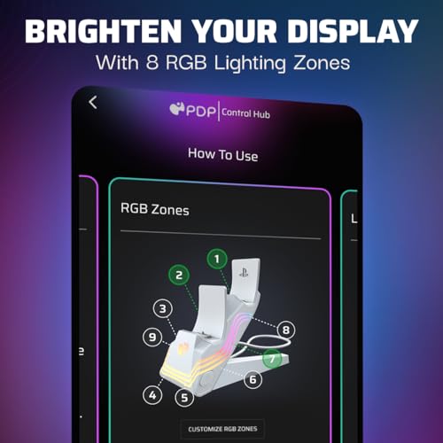 PDP Afterglow Wave LED Dual Gaming Charger for 2 PlayStation 5 DualSense Controllers, Compatible with PS5 and PS4, Customizable RGB Lighting Effects