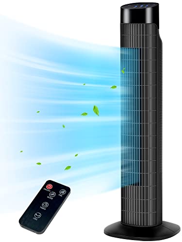 Uthfy Tower Fan with Remote, Portable 120° Oscillating Standing Fan, 3 Speeds & 3 Modes, 7.5H Timer, Fans That Blow Cold Air for Bedroom, Living Room