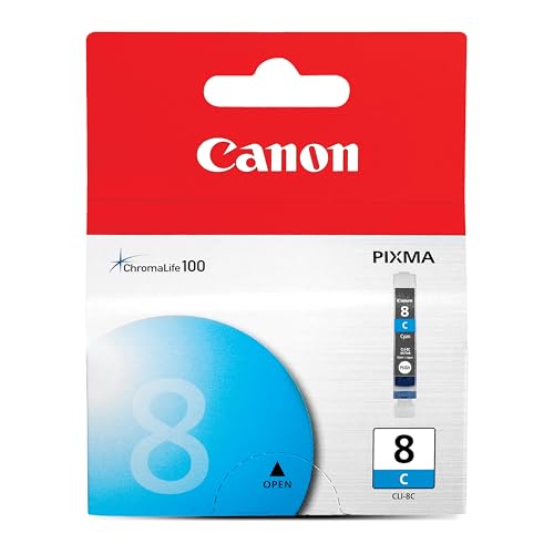 Canon CLI-8 Genuine Cyan Ink Tank, Compatible with iP4300, iP3500, iP3300, MP970, MP960, MP950, MP800R, MP830, MR810, MP800, MP500, MX850, MX700