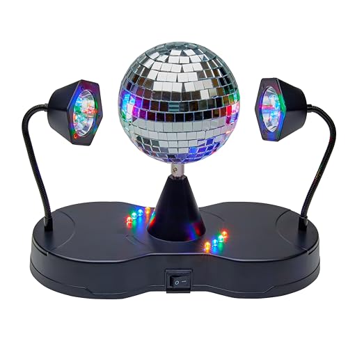 Playbees Rotating Disco Ball - LED Revolving Disco Ball with Movable Strobe Lights for Disco Party Decor, Mirror Lights Party, Mini Lava Lamp