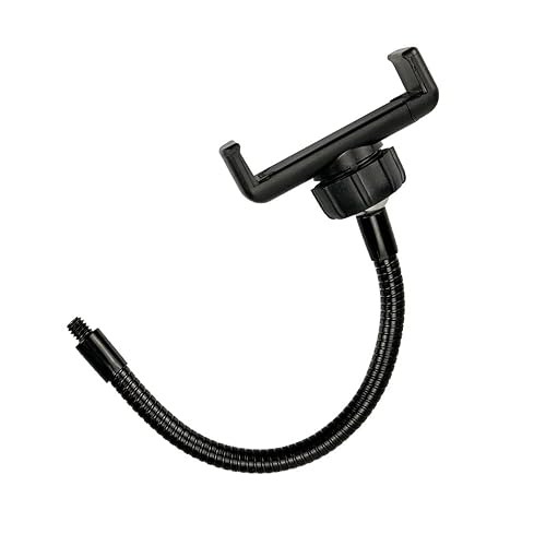 Walway Portable Hose Phone Clip Smartphone Live Broadcast Clamp Holder Ring Light Stand Compatible with Most Cellphones, Black