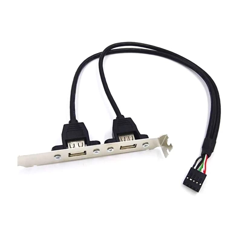 ThtRht 2 Pack Motherboard 9Pin USB to Dual USB2.0 Back Panel Rear Baffle Extension Cable Connector 9 Pin Header Adapter Mount Bracket 2-Port Bezel